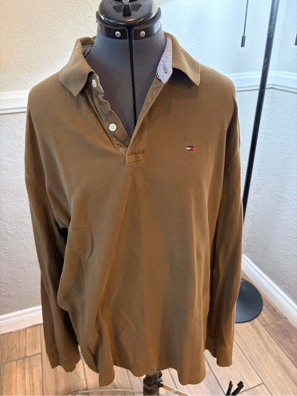 Tommy Hilfiger Olive Men's Xl Long-Sleeve Polo